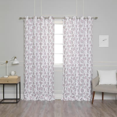 Aurora Home Pink Blossom Floral Privacy Curtain Panel Pair