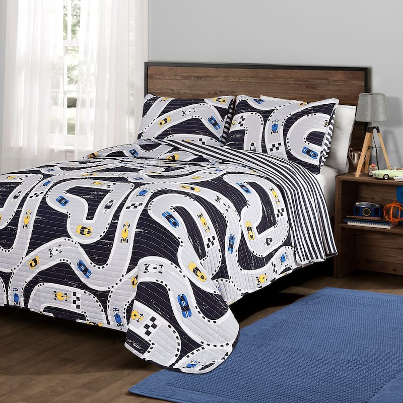 Lush Decor Car Tracks Quilt Set - Twin