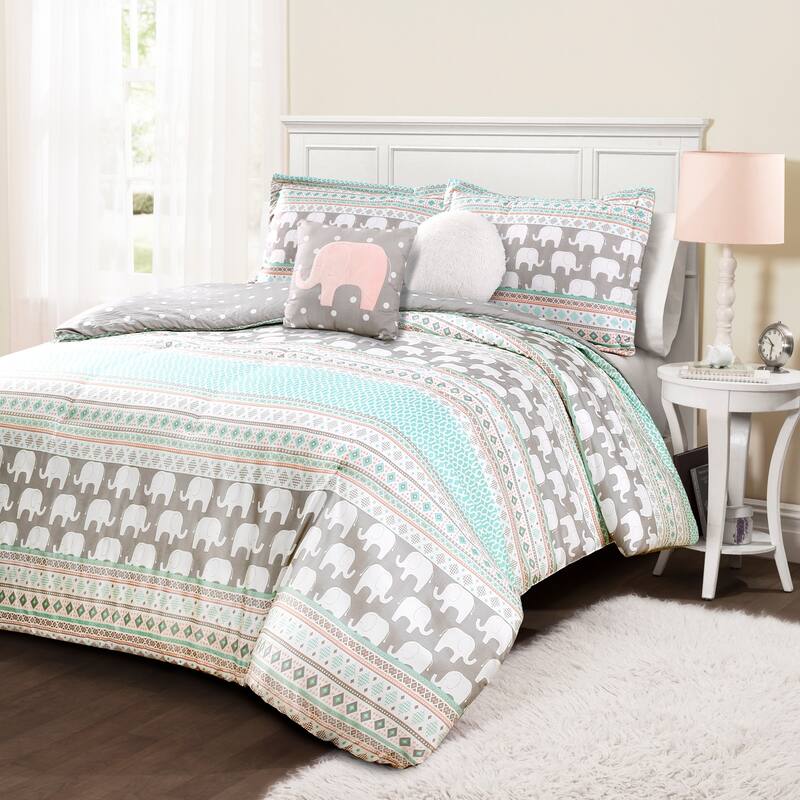 Taylor & Olive Hubbard Elephant Stripe Comforter Set - Full - Queen