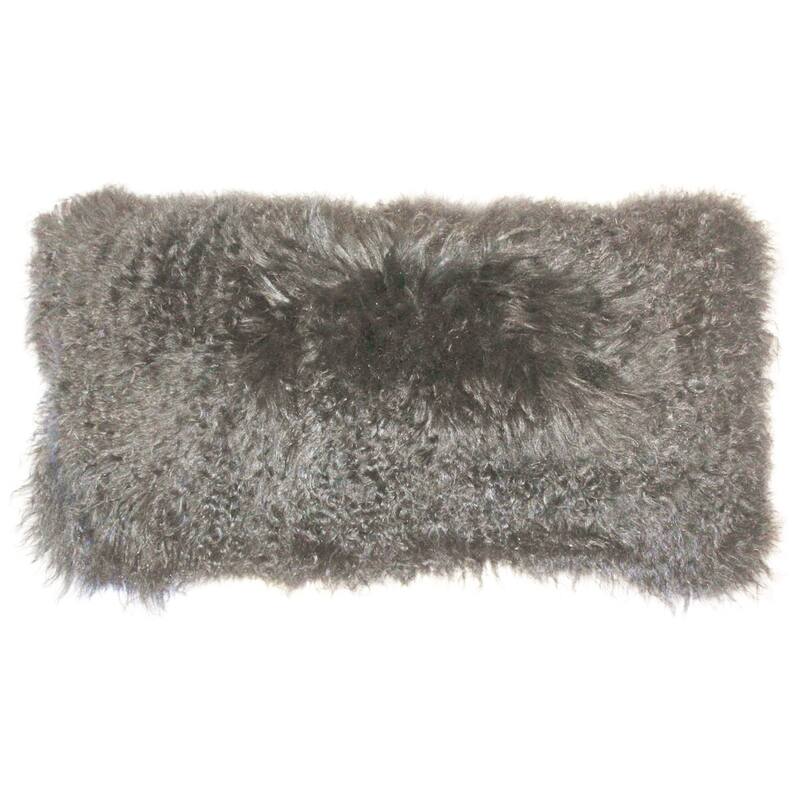 Mongolian Sheepskin Rectangular Wool 12x24 Throw Pillow with Polyfill Insert