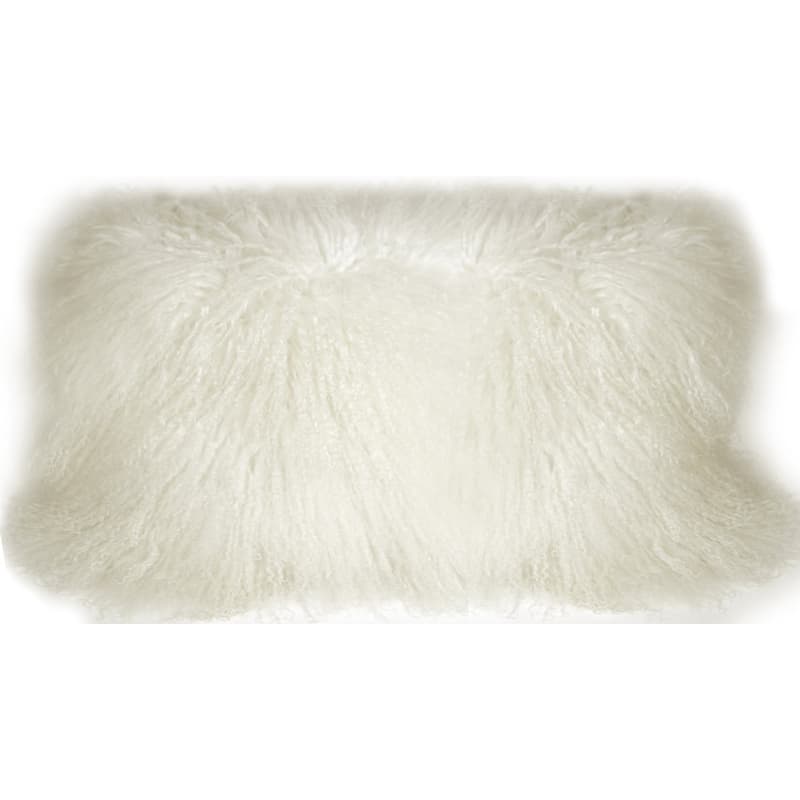 Mongolian Sheepskin Rectangular Wool 12x24 Throw Pillow with Polyfill Insert
