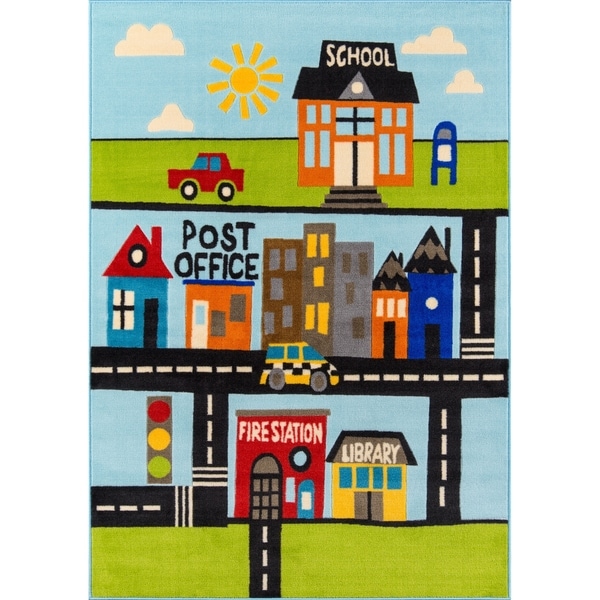 Momeni Mini Mo Around Town Multicolor Kids Area Rug - Multi - 3'3" x 4'11"
