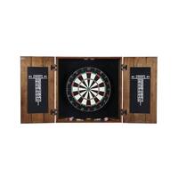 Drifter Solid Wood Dartboard Cabinet - Reclaimed Pine with Rustic Oak Finish, Sisal Fiber for Steel Tip Darts