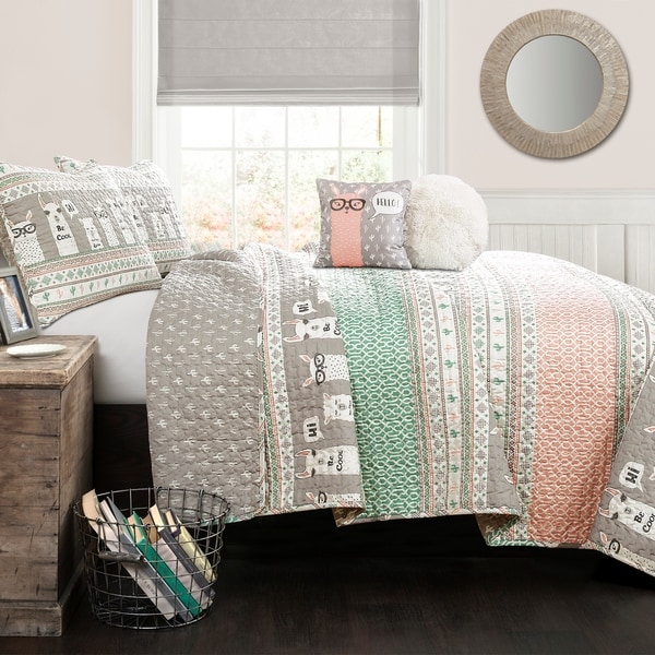 Lush Decor Llama Stripe Quilt Set - Bed Bath & Beyond - 23157581