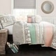 preview thumbnail 2 of 6, Lush Decor Llama Stripe Quilt Set pink & turquoise - Full - Queen