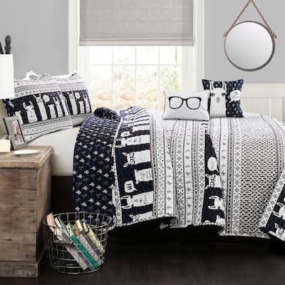 Lush Decor Llama Stripe Quilt Set