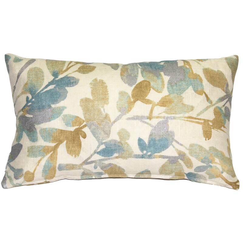 Linen Leaf Marine 12x20 Throw Pillow with Polyfill Insert - Accent - 12"x20" - Polyester - Marine - Single