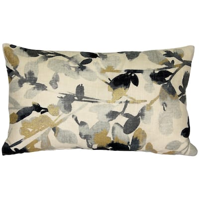 Linen Leaf 12x20 Throw Pillow with Polyfill Insert, Graphite Gray