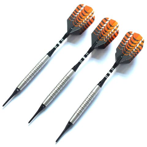 Spartan Soft Tip Darts Set - Includes 3 Darts with Aluminum Shafts, 3 Extra Poly Flights, Dart Wrench, and Case - Black