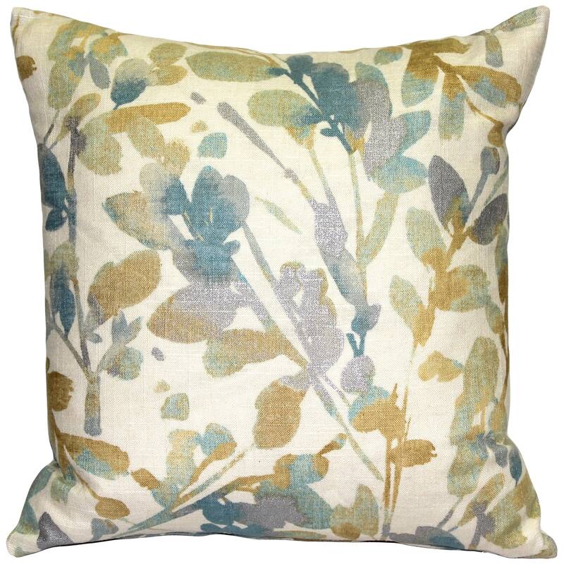 Pillow Decor - Linen Leaf Marine Throw Pillow 20x20