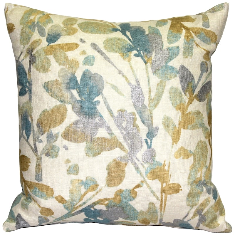 Pillow Decor - Linen Leaf Marine Throw Pillow 20x20
