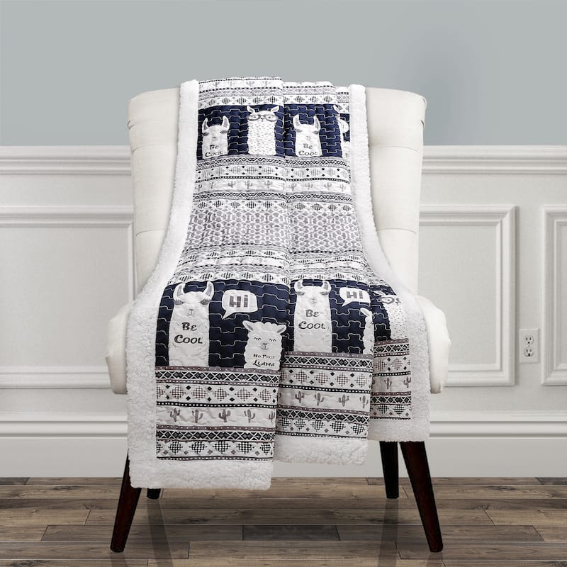 Lush Decor Llama Stripe Sherpa Throw