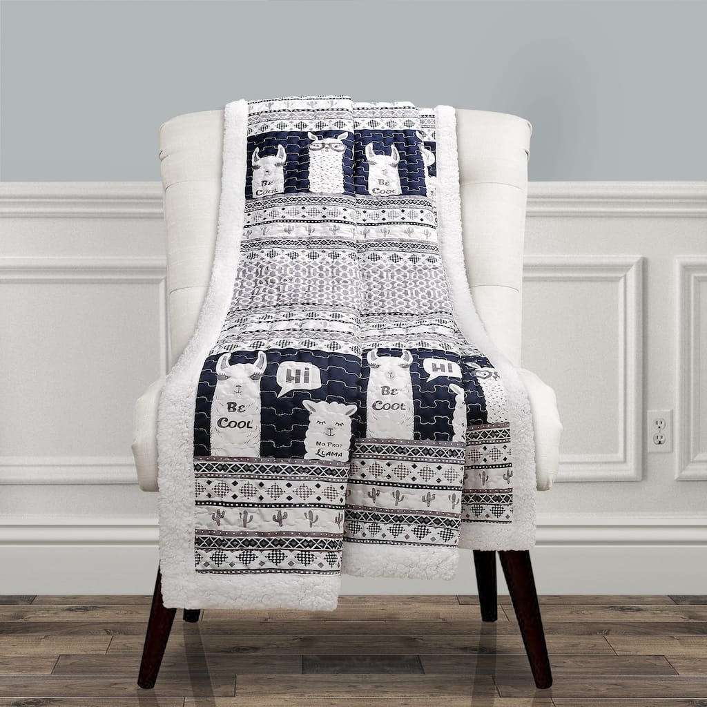 Lush Decor Llama Stripe Sherpa Throw