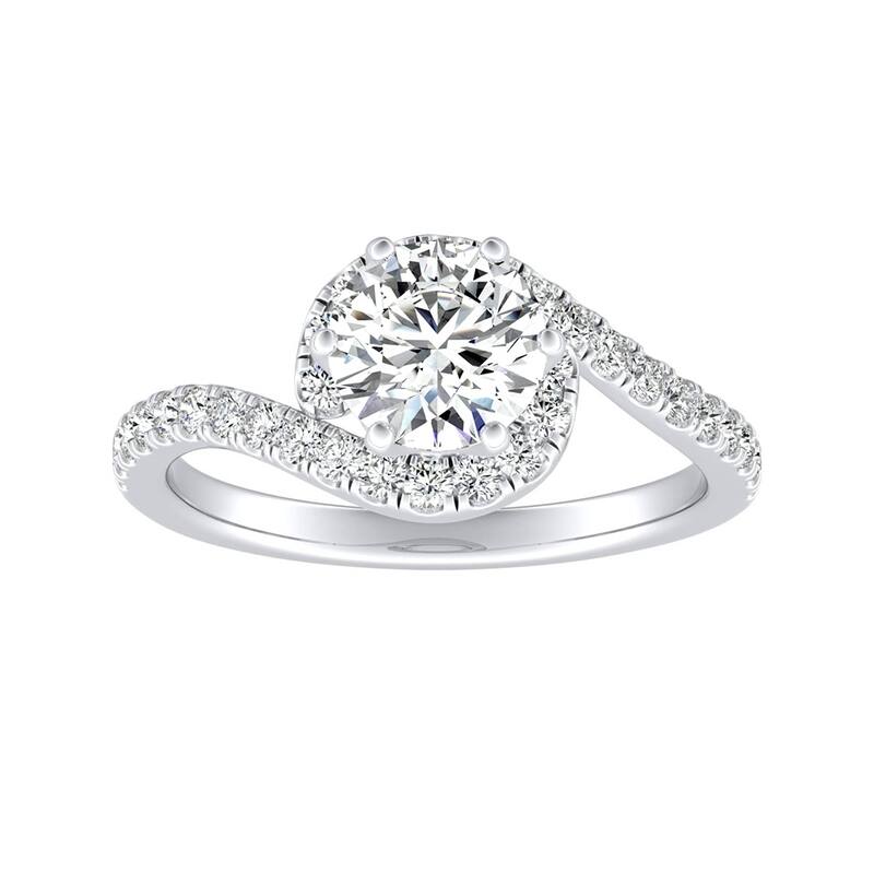Auriya 14k Gold Round 3/4 carat TW Swirled Halo Diamond Engagement Ring