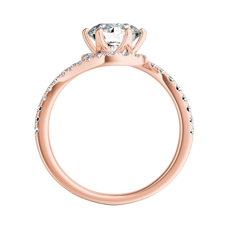 Auriya 14k Gold Round 3/4 carat TW Swirled Halo Diamond Engagement Ring
