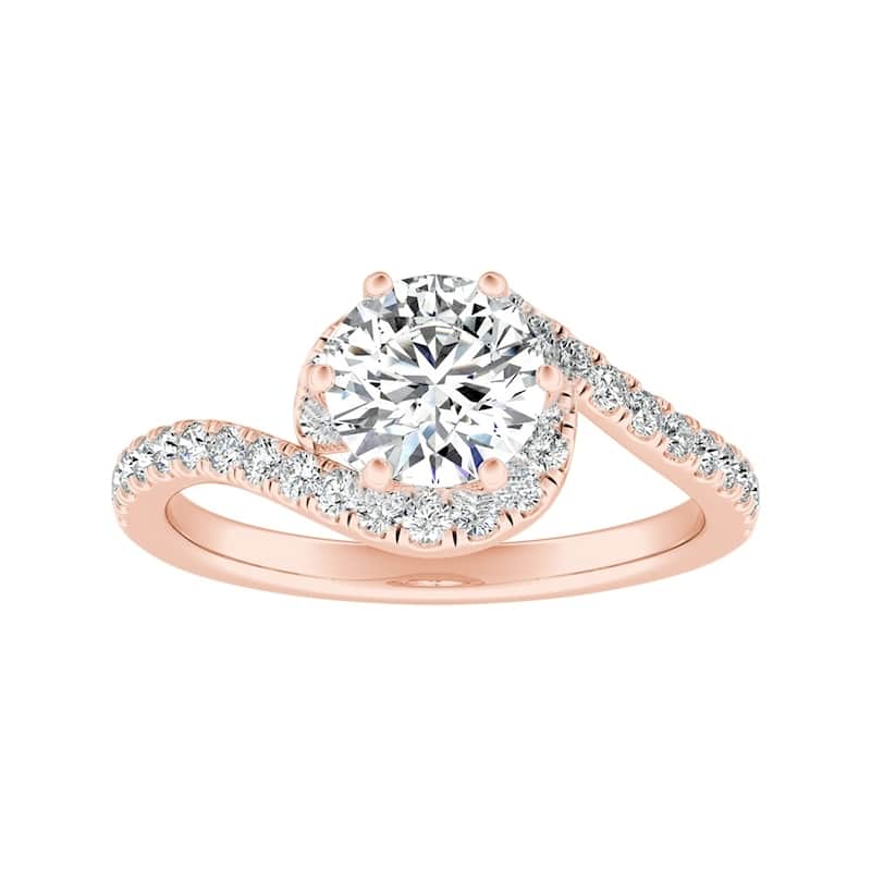 Auriya 14k Gold Round 3/4 carat TW Swirled Halo Diamond Engagement Ring