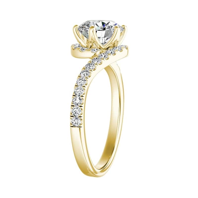 Auriya 14k Gold Round 3/4 carat TW Swirled Halo Diamond Engagement Ring