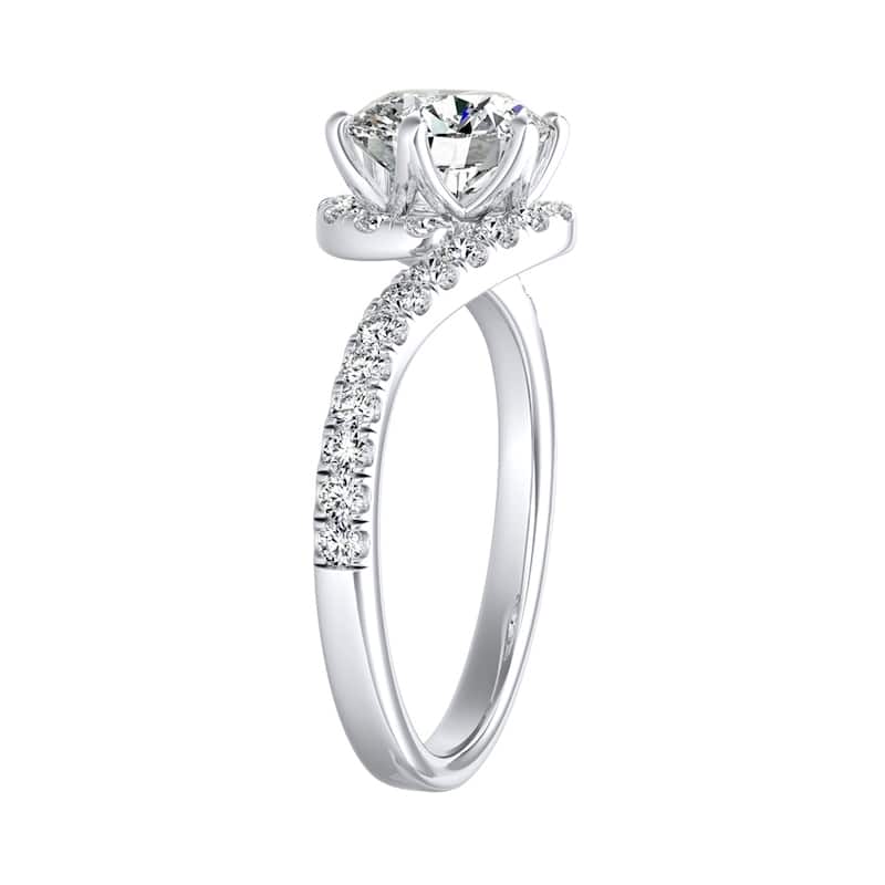 Auriya 14k Gold Round 3/4 carat TW Swirled Halo Diamond Engagement Ring