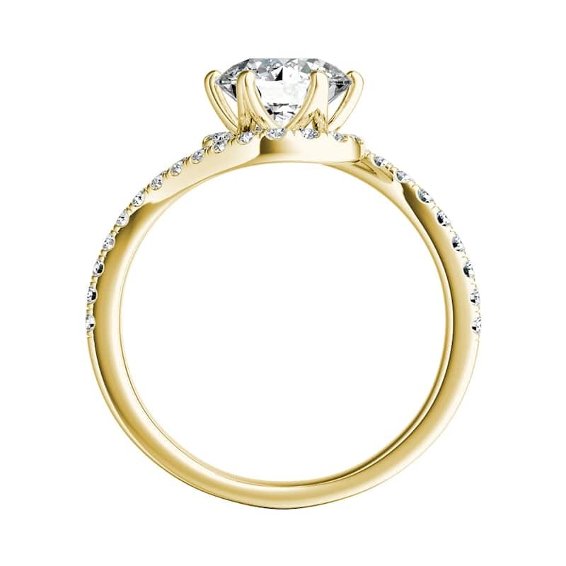 Auriya 14k Gold Round 3/4 carat TW Swirled Halo Diamond Engagement Ring