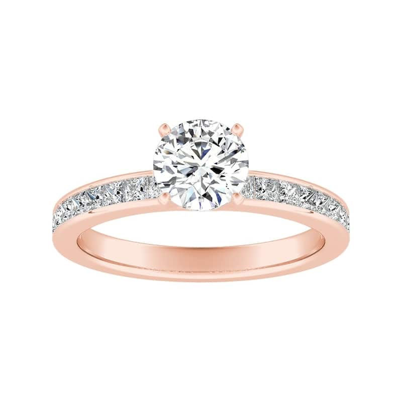 Auriya 14k Gold Classic 1 carat TW Channel-set Round Diamond Engagement Ring (G-H, VS1-VS2) - 5.5 - Rose