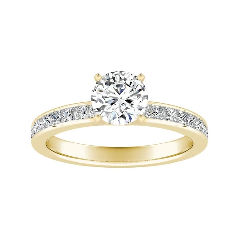 Auriya 14k Gold Classic 1 carat TW Channel-set Round Diamond Engagement Ring (G-H, VS1-VS2) - 6 - Yellow