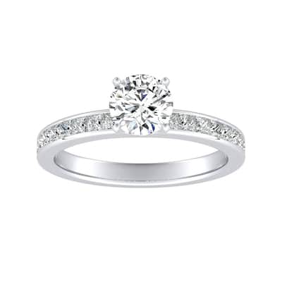 Auriya 14k Gold Classic 1 carat TW Channel-set Round Diamond Engagement Ring (G-H, VS1-VS2)