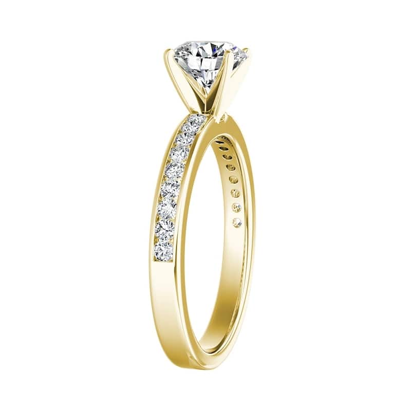 Auriya 14k Gold Classic 3/4 carat TW Channel-set Round Diamond Engagement Ring (G-H, VS1-VS2)
