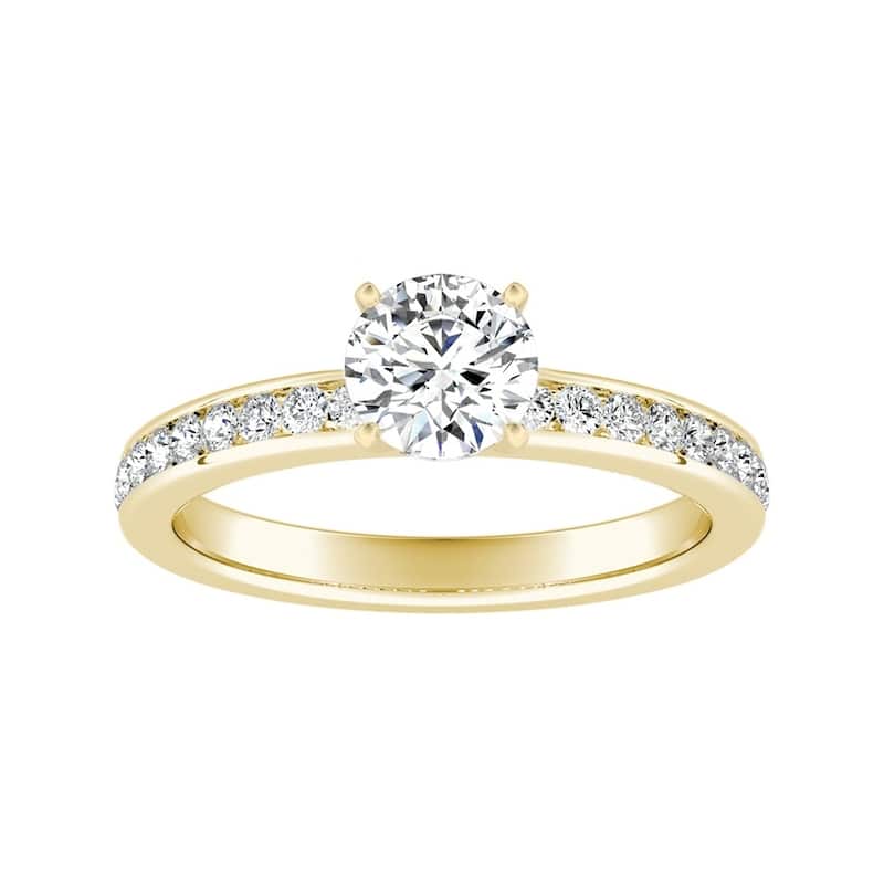 Auriya 14k Gold Classic 3/4 carat TW Channel-set Round Diamond Engagement Ring (G-H, VS1-VS2) - 7 - Yellow