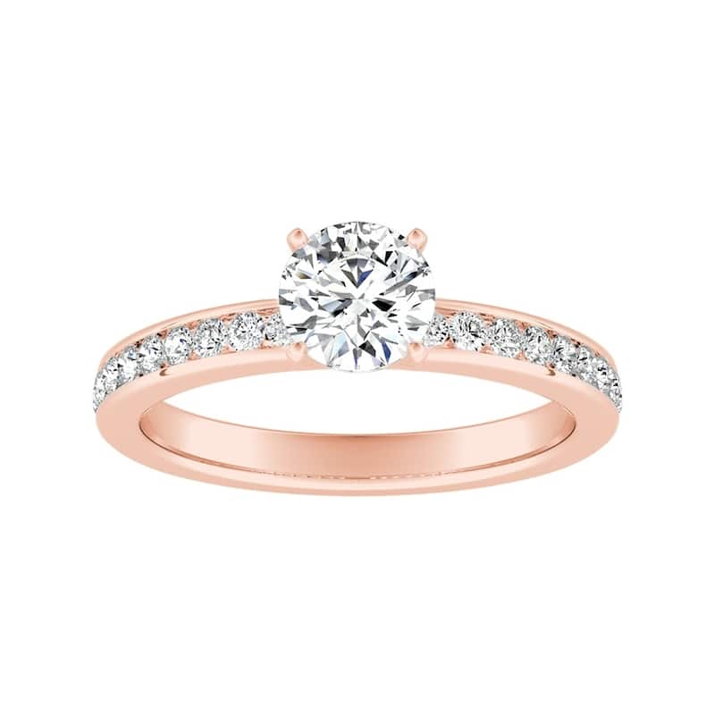 Auriya 14k Gold Classic 3/4 carat TW Channel-set Round Diamond Engagement Ring (G-H, VS1-VS2) - 7.5 - Rose