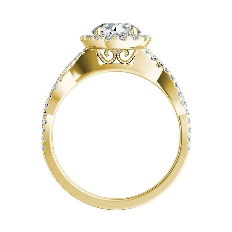 Auriya 14k Gold Twisted 7/8ctw Round Halo Diamond Engagement Ring (G-H, VS1-VS2)