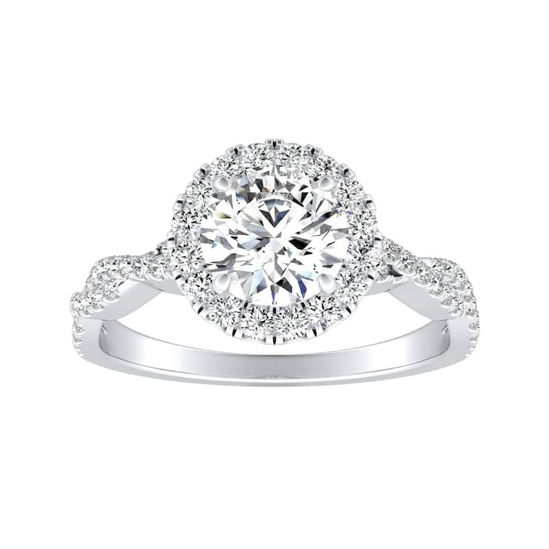 Auriya 14k Gold Twisted 7/8ctw Round Halo Diamond Engagement Ring (G-H, VS1-VS2) - 9 - White