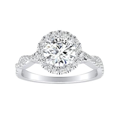Auriya 14k Gold Twisted 7/8ctw Round Halo Diamond Engagement Ring (G-H, VS1-VS2)