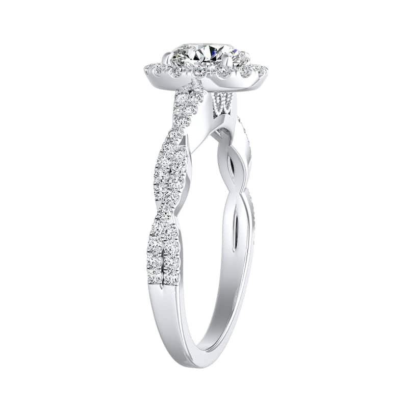 Auriya 14k Gold Twisted 7/8ctw Round Halo Diamond Engagement Ring (G-H, VS1-VS2)