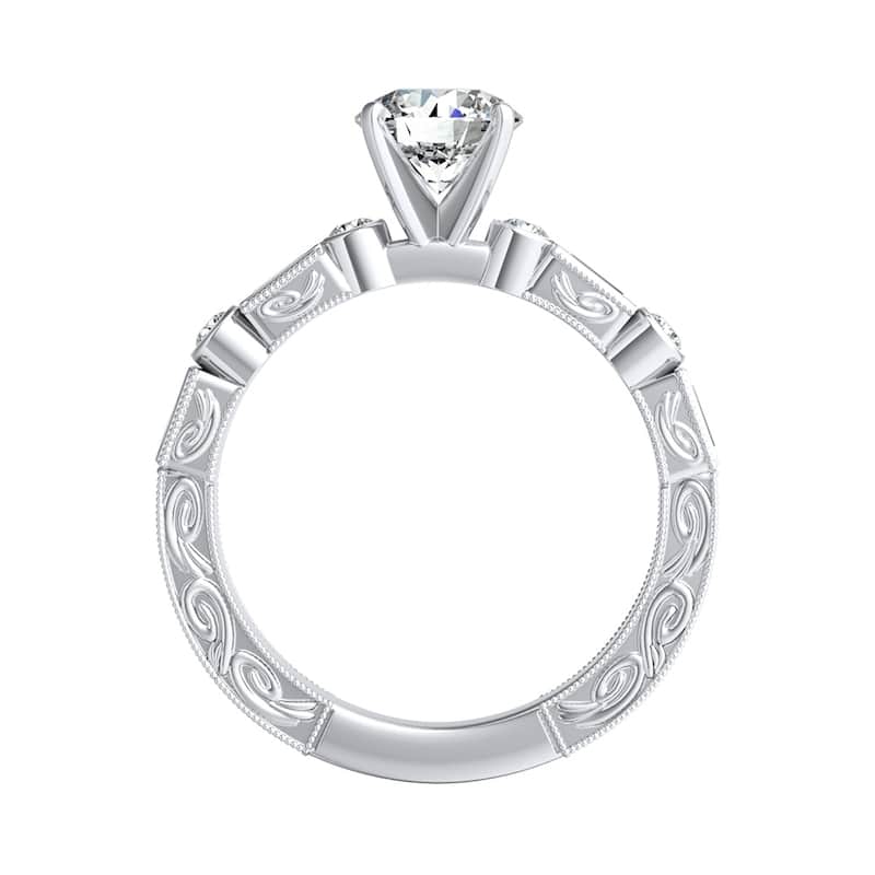 Auriya 14k Gold Vintage 3/4ctw Round and Baguette Diamond Engagement Ring (G-H, VS1-VS2)