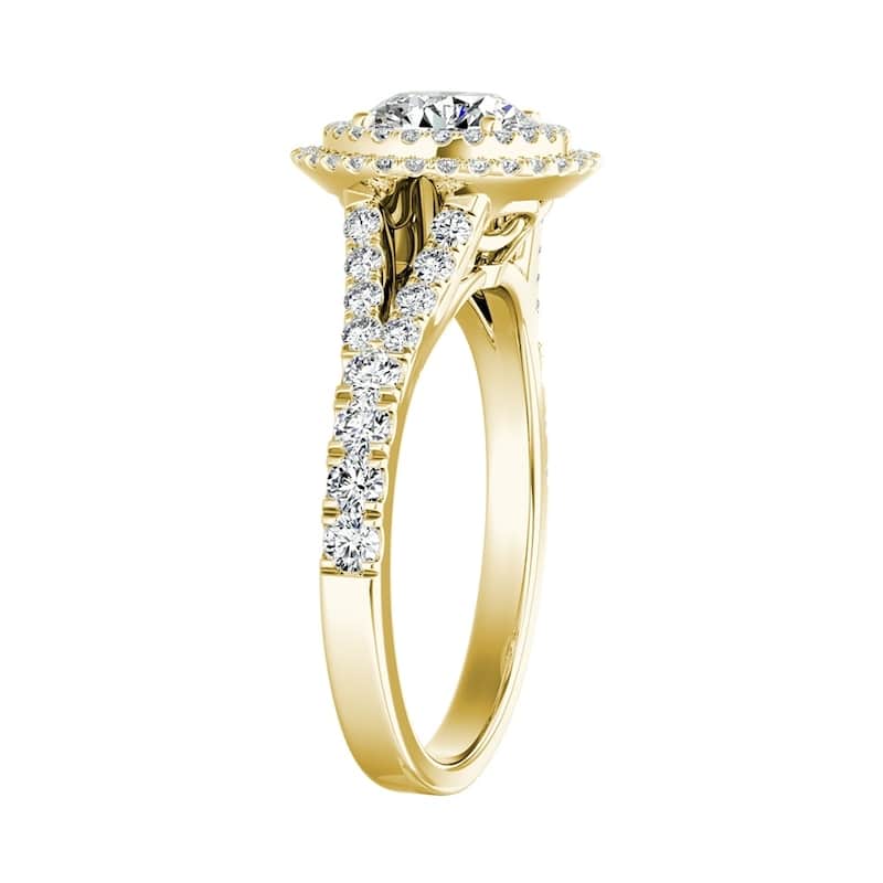 Auriya 14k Gold Round 1 carat TW Double Halo Diamond Engagement Ring (G-H, VS1-VS2)