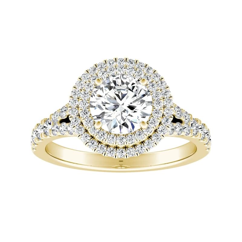 Auriya 14k Gold Round 1 carat TW Double Halo Diamond Engagement Ring (G-H, VS1-VS2)
