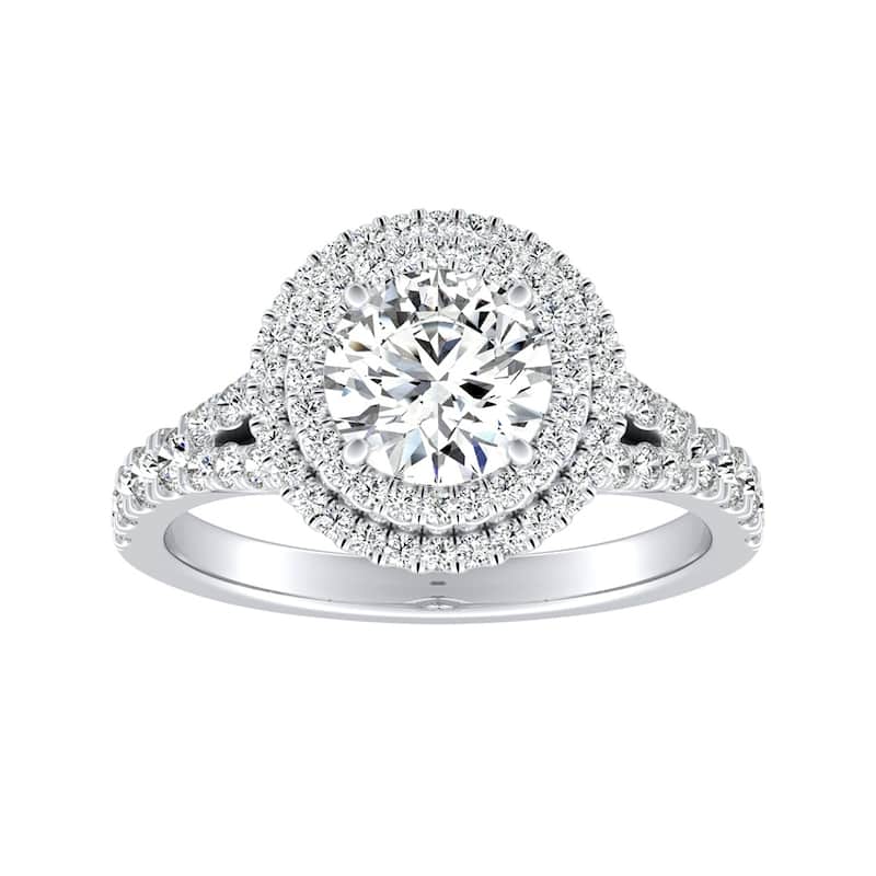 Auriya 14k Gold Round 1 carat TW Double Halo Diamond Engagement Ring (G-H, VS1-VS2)