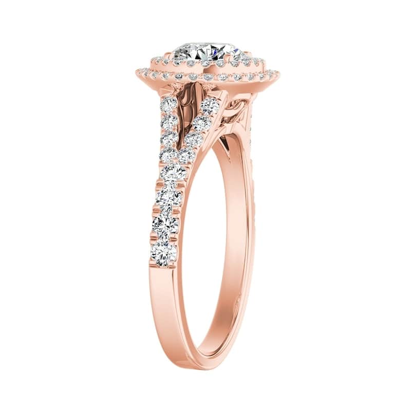 Auriya 14k Gold Round 1 carat TW Double Halo Diamond Engagement Ring (G-H, VS1-VS2)