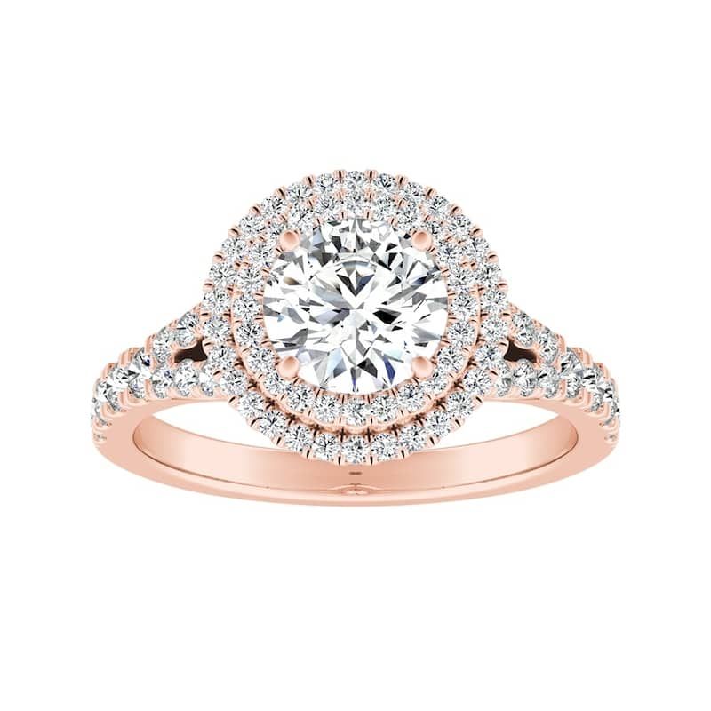 Auriya 14k Gold Round 1 carat TW Double Halo Diamond Engagement Ring (G-H, VS1-VS2)