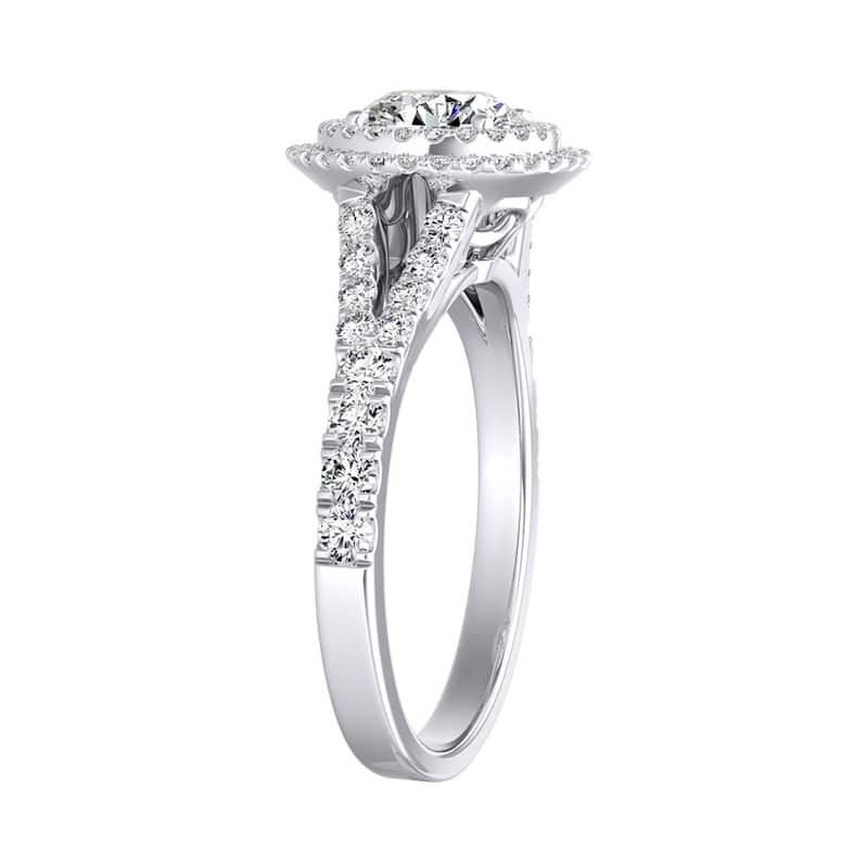 Auriya 14k Gold Round 1 carat TW Double Halo Diamond Engagement Ring (G-H, VS1-VS2)