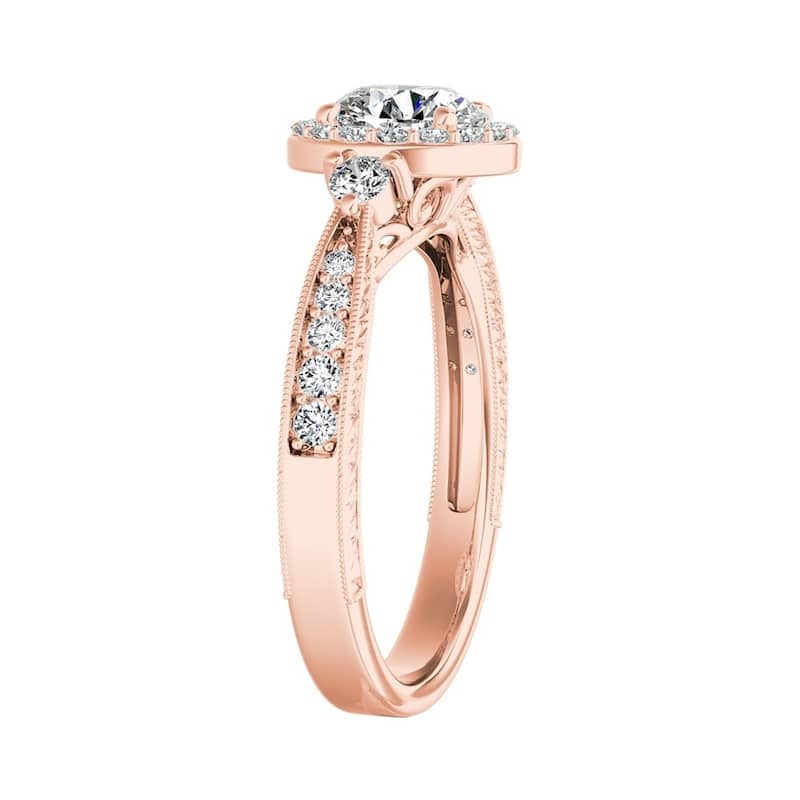 Auriya 14k Gold Vintage 3/4 carat TW Round Halo Diamond Engagement Ring (G-H, VS1-VS2)