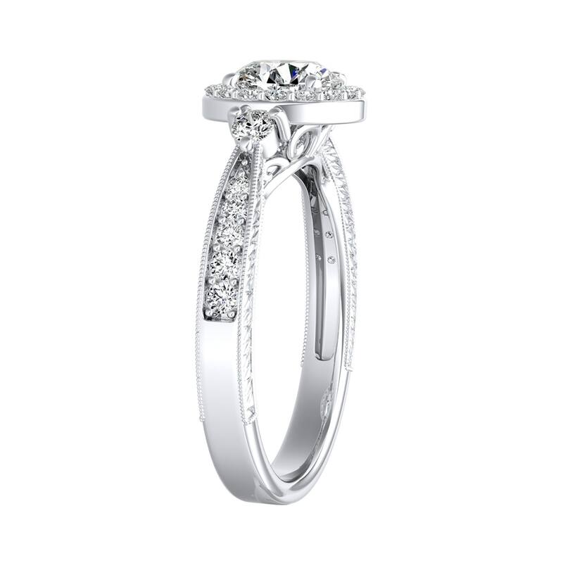 Auriya 14k Gold Vintage 3/4 carat TW Round Halo Diamond Engagement Ring (G-H, VS1-VS2)