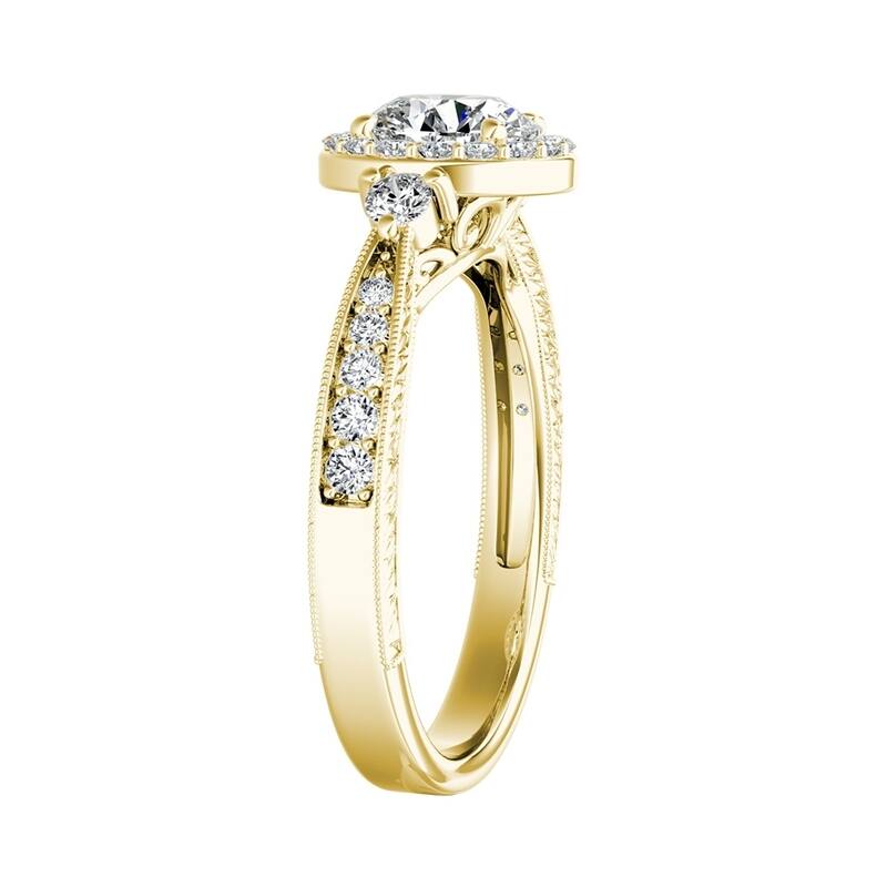 Auriya 14k Gold Vintage 3/4 carat TW Round Halo Diamond Engagement Ring (G-H, VS1-VS2)