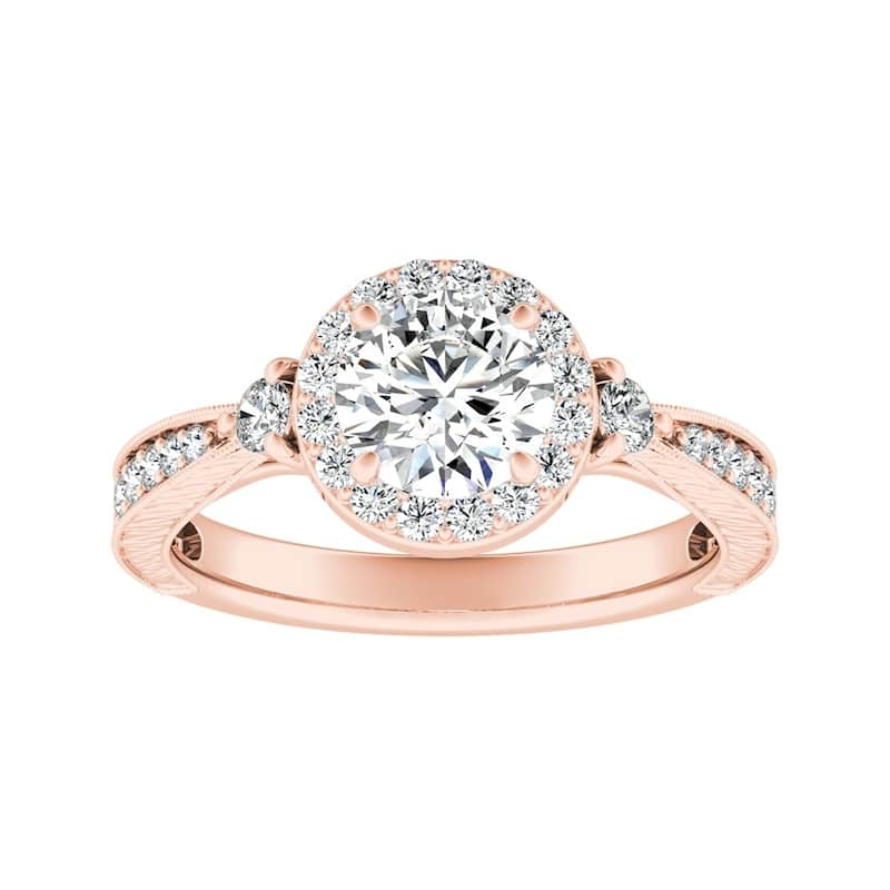 Auriya 14k Gold Vintage 3/4 carat TW Round Halo Diamond Engagement Ring (G-H, VS1-VS2)