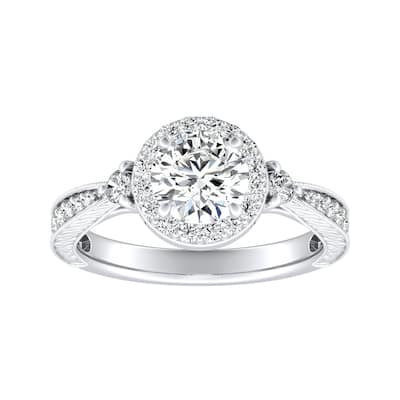 Auriya 14k Gold Vintage 3/4 carat TW Round Halo Diamond Engagement Ring (G-H, VS1-VS2)