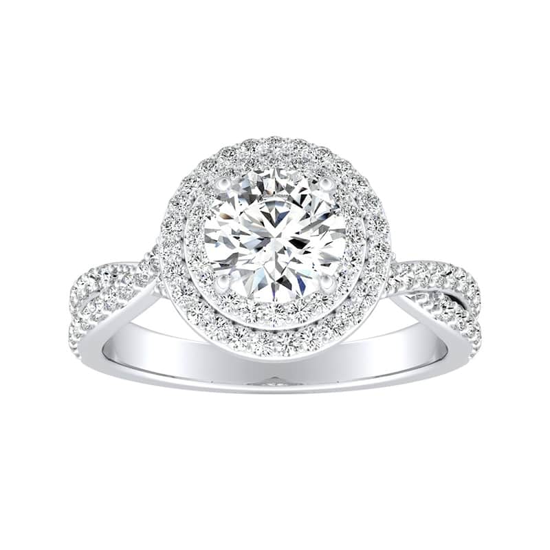 Auriya 14k Gold Twisted 9/10ctw Double Halo Diamond Engagement Ring (G-H, VS1-VS2)