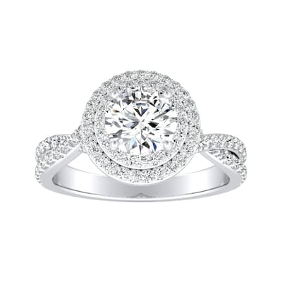 Auriya 14k Gold Twisted 9/10ctw Double Halo Diamond Engagement Ring (G-H, VS1-VS2)
