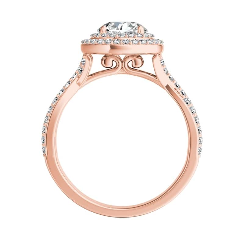 Auriya 14k Gold Twisted 9/10ctw Double Halo Diamond Engagement Ring (G-H, VS1-VS2)
