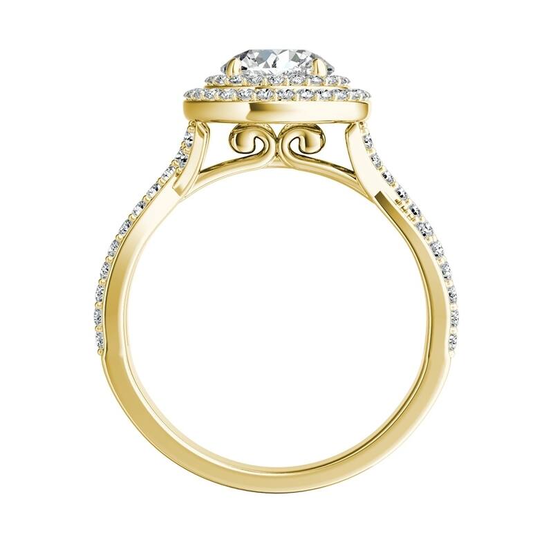 Auriya 14k Gold Twisted 9/10ctw Double Halo Diamond Engagement Ring (G-H, VS1-VS2)