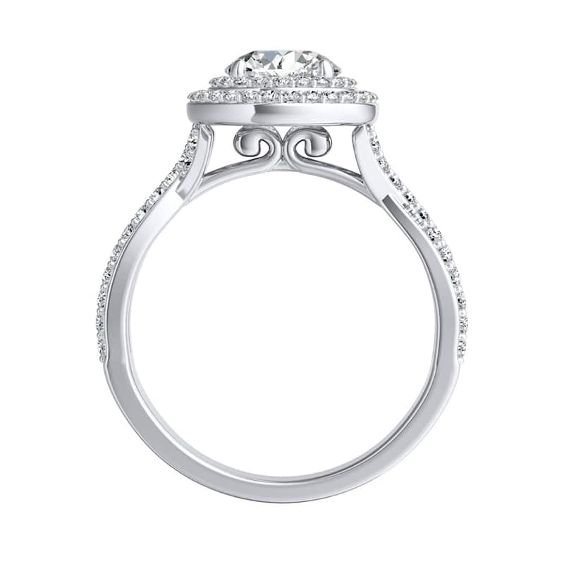 Auriya 14k Gold Twisted 9/10ctw Double Halo Diamond Engagement Ring (G-H, VS1-VS2)